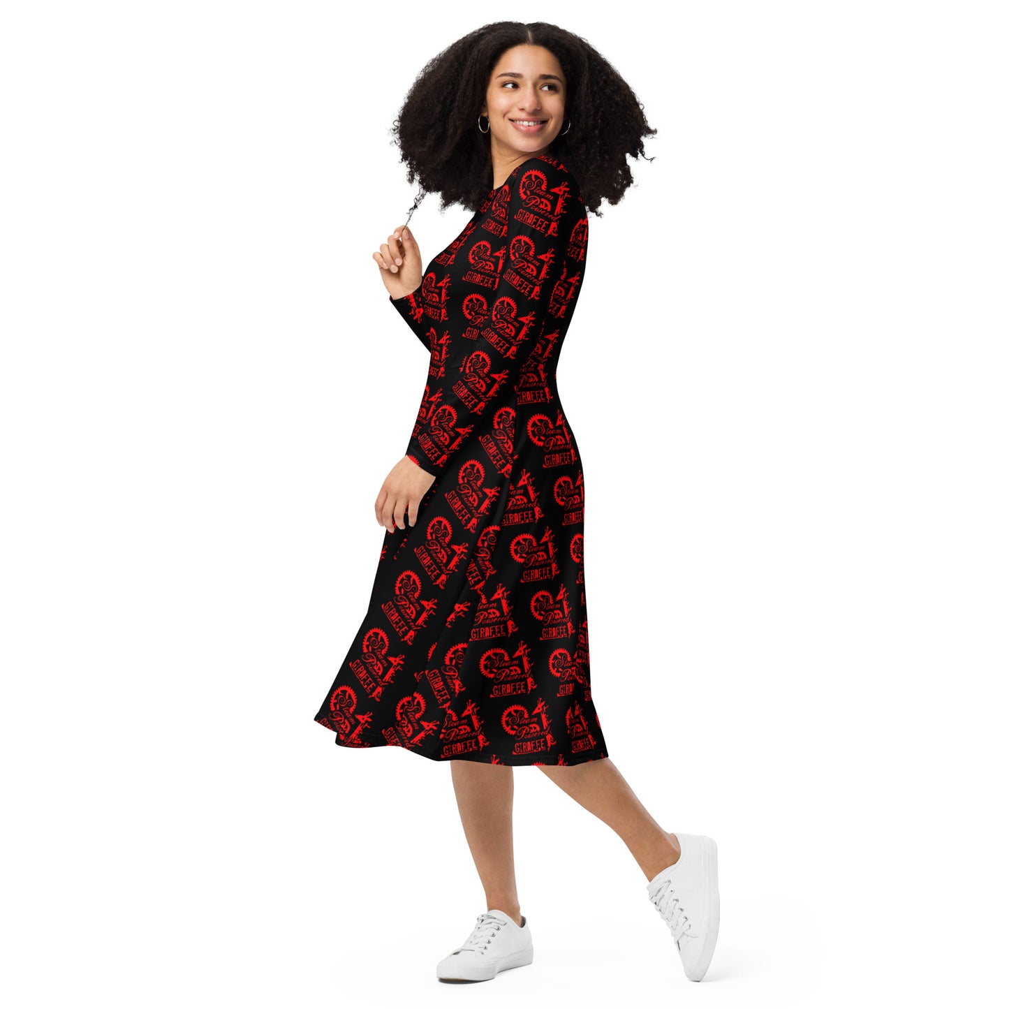 Black with Red SPG Logo Long Sleeve Dress