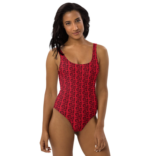 Red SPG Logo One-Piece Swimsuit
