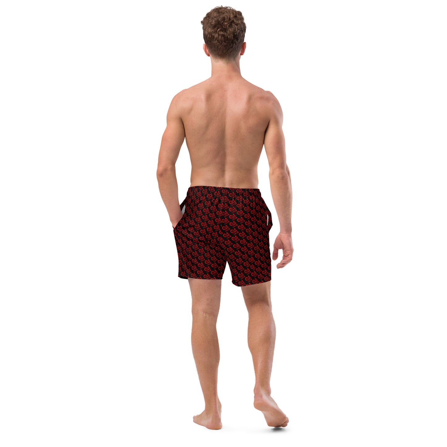 Black with Red SPG Logo Swim Trunks