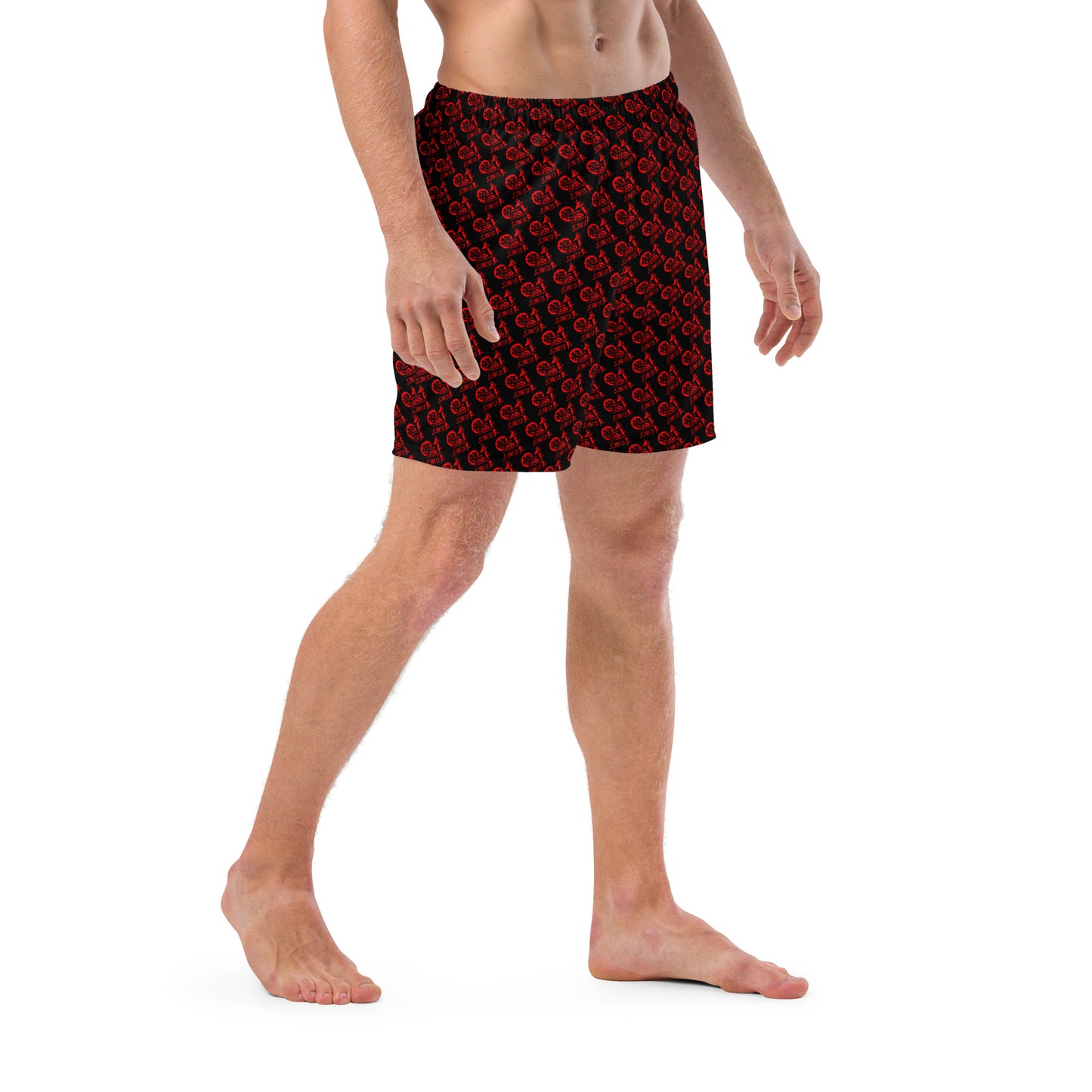 Black with Red SPG Logo Swim Trunks