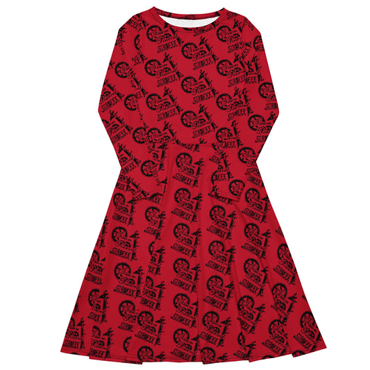 Red SPG Logo Long Sleeve Dress