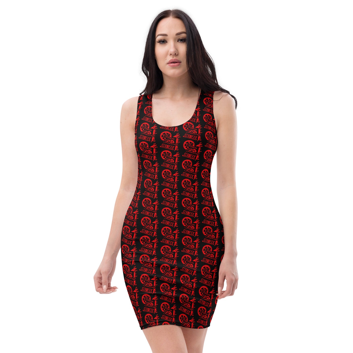 Black with Red SPG Logo Fitted Dress