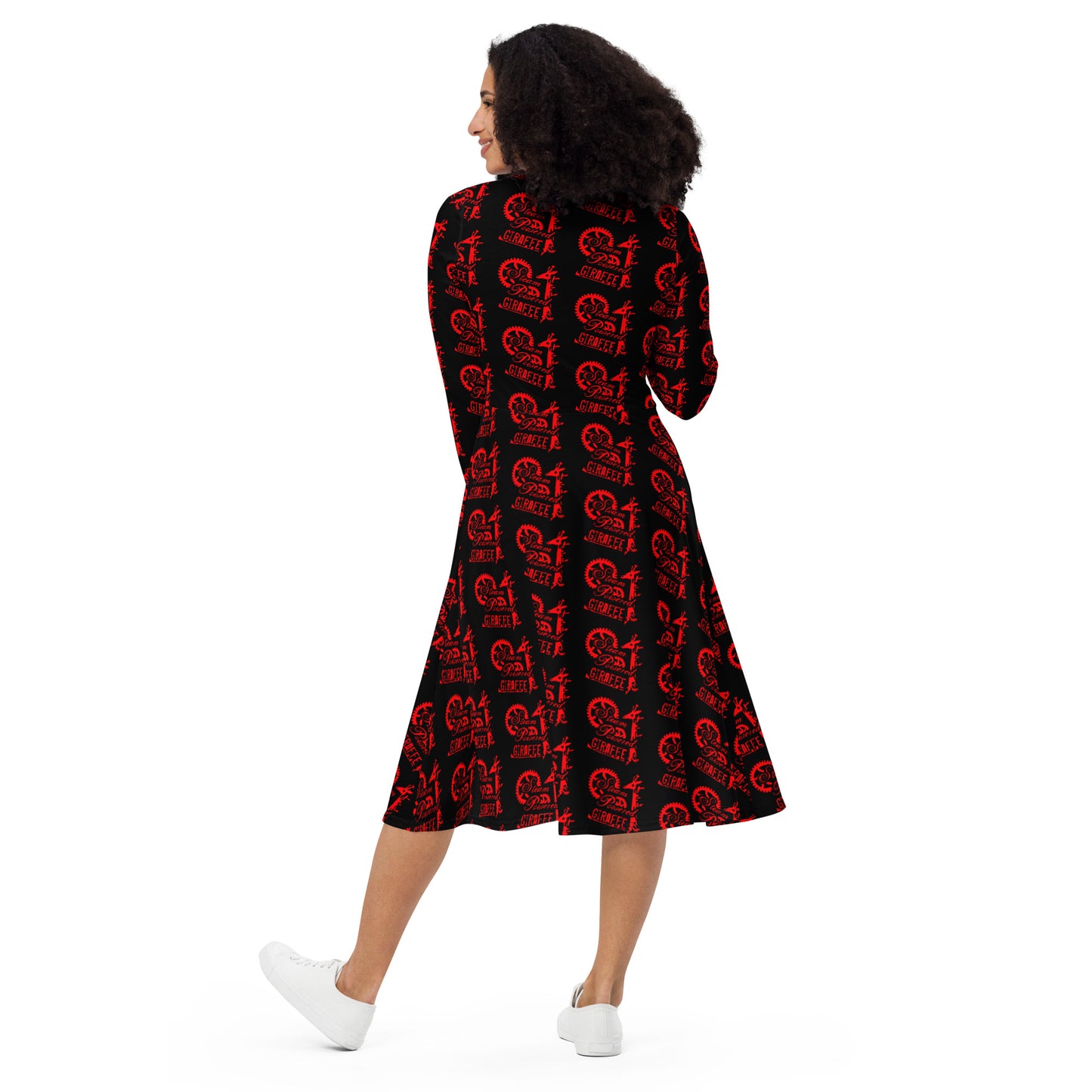 Black with Red SPG Logo Long Sleeve Dress