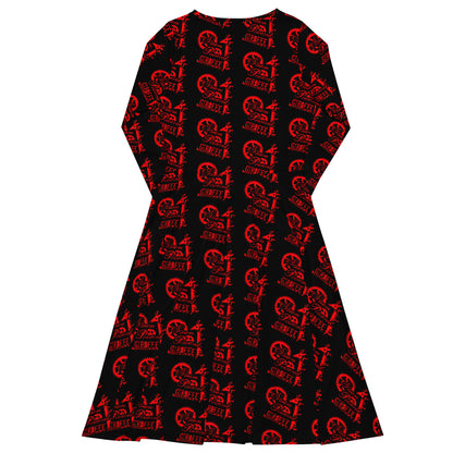 Black with Red SPG Logo Long Sleeve Dress