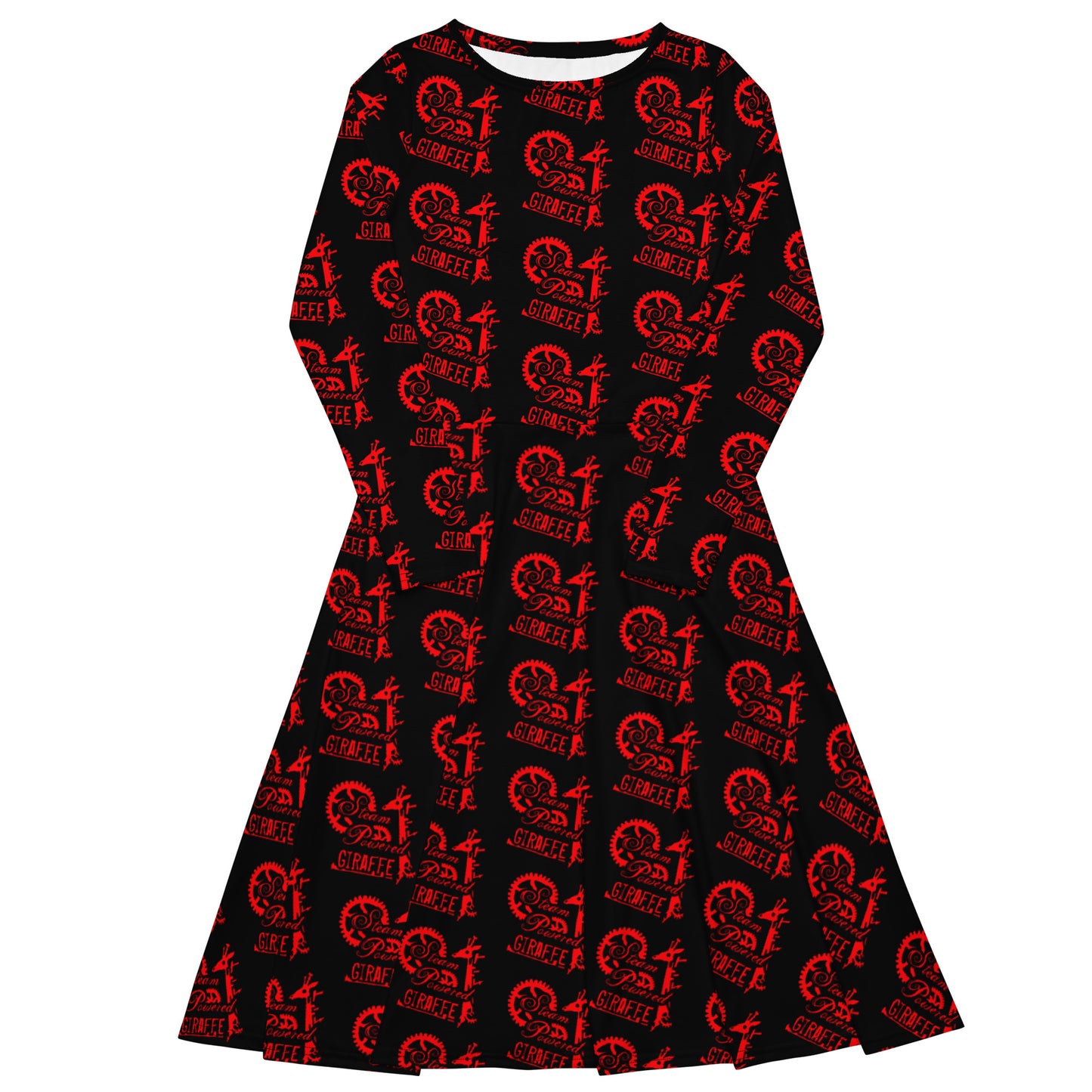 Black with Red SPG Logo Long Sleeve Dress