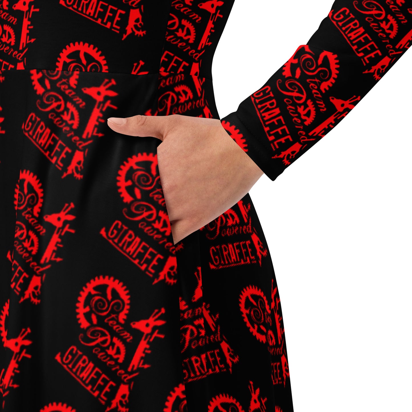 Black with Red SPG Logo Long Sleeve Dress