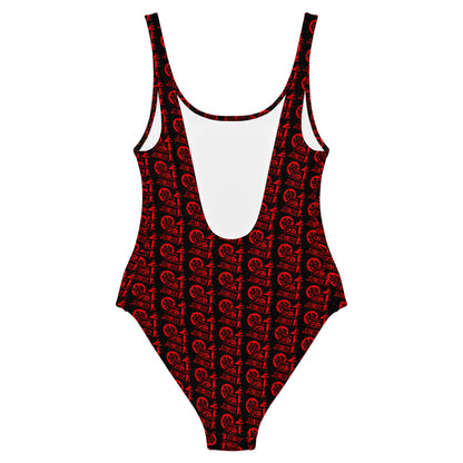 Black with Red SPG Logo One-Piece Swimsuit