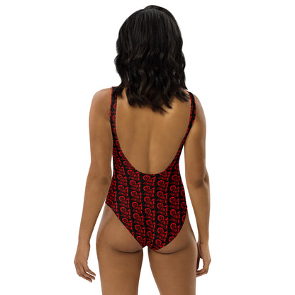 Black with Red SPG Logo One-Piece Swimsuit