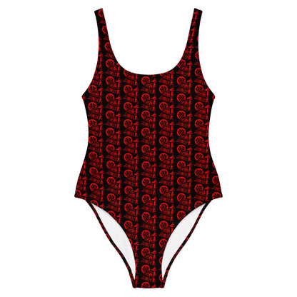 Black with Red SPG Logo One-Piece Swimsuit