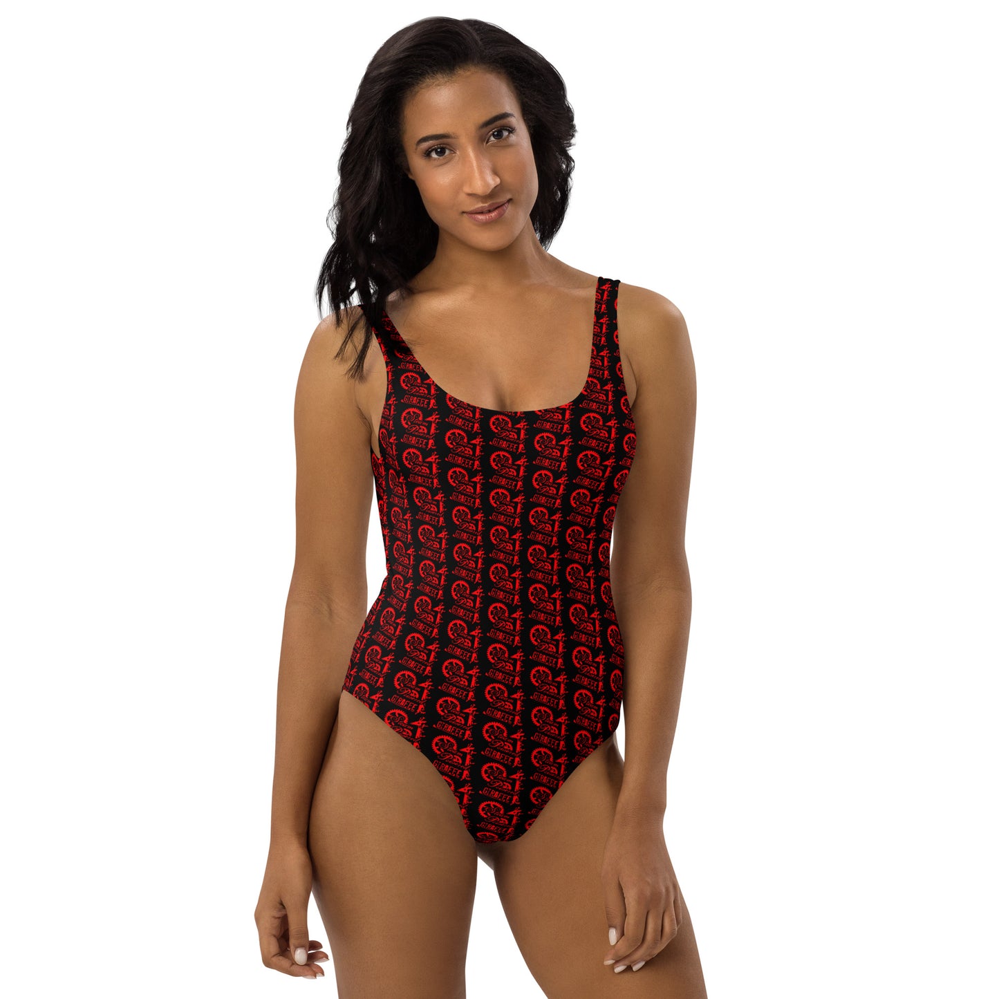 Black with Red SPG Logo One-Piece Swimsuit