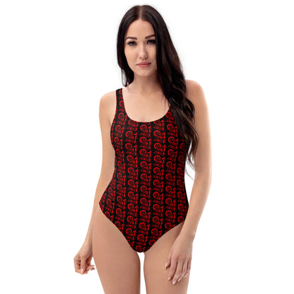 Black with Red SPG Logo One-Piece Swimsuit