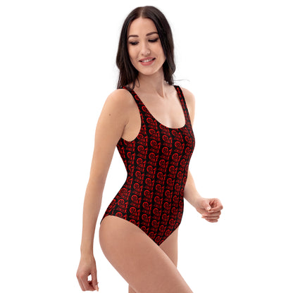 Black with Red SPG Logo One-Piece Swimsuit