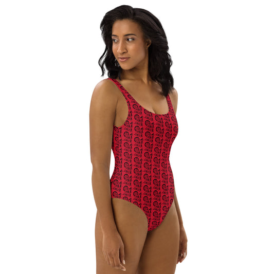 Red SPG Logo One-Piece Swimsuit