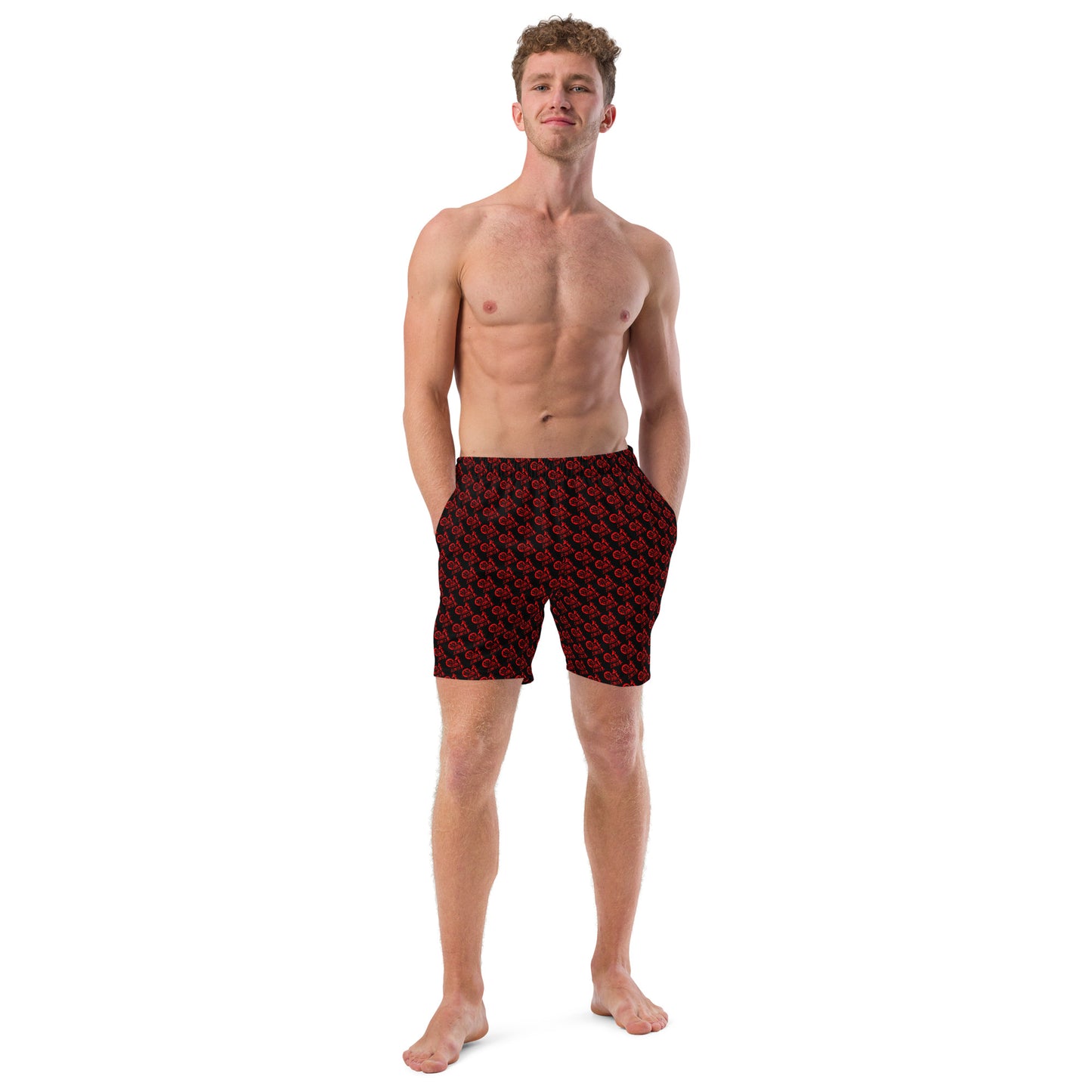 Black with Red SPG Logo Swim Trunks