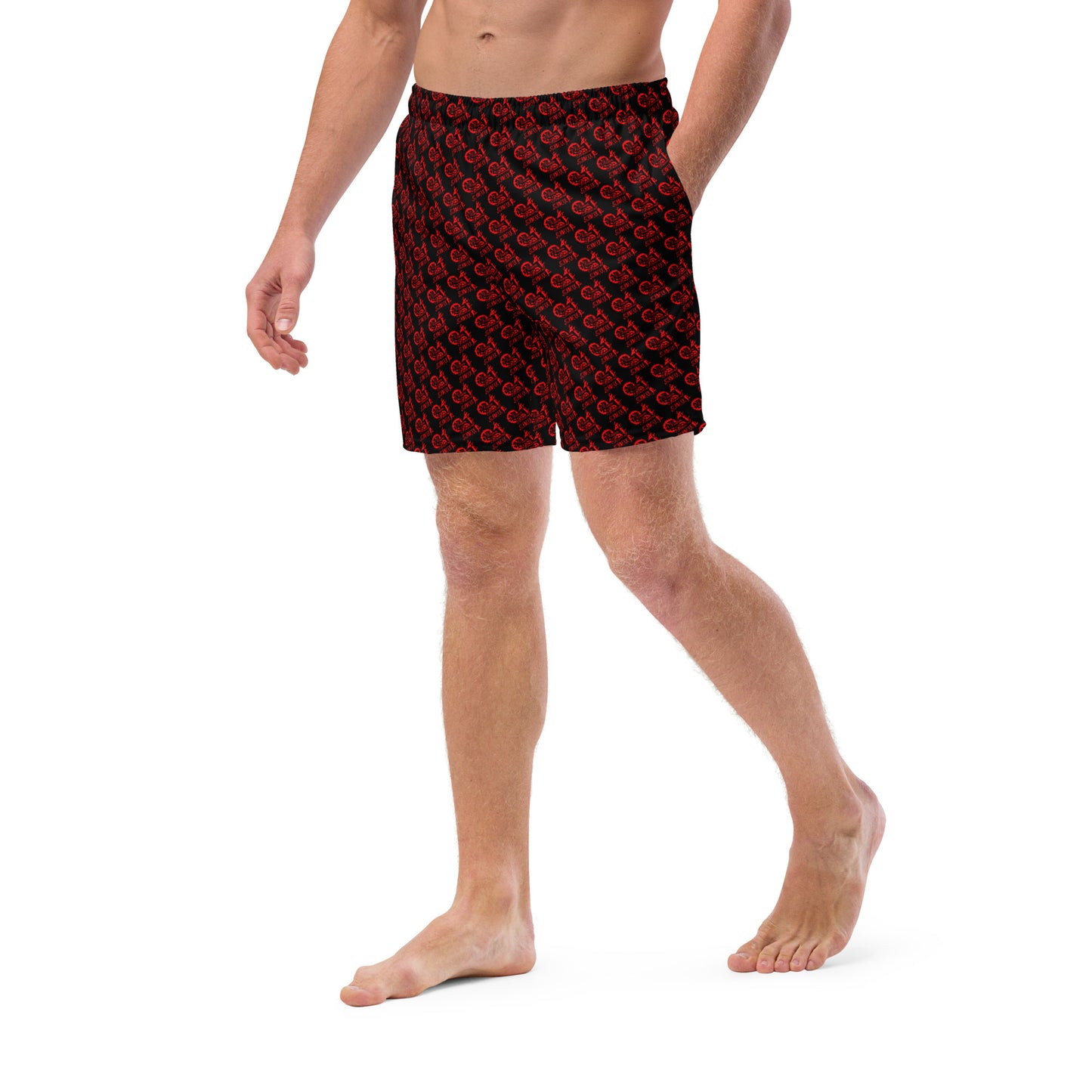 Black with Red SPG Logo Swim Trunks