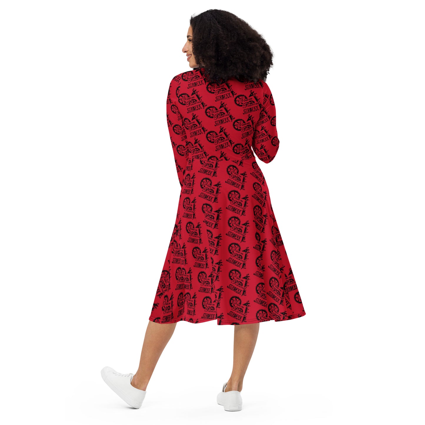 Red SPG Logo Long Sleeve Dress