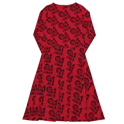Red SPG Logo Long Sleeve Dress