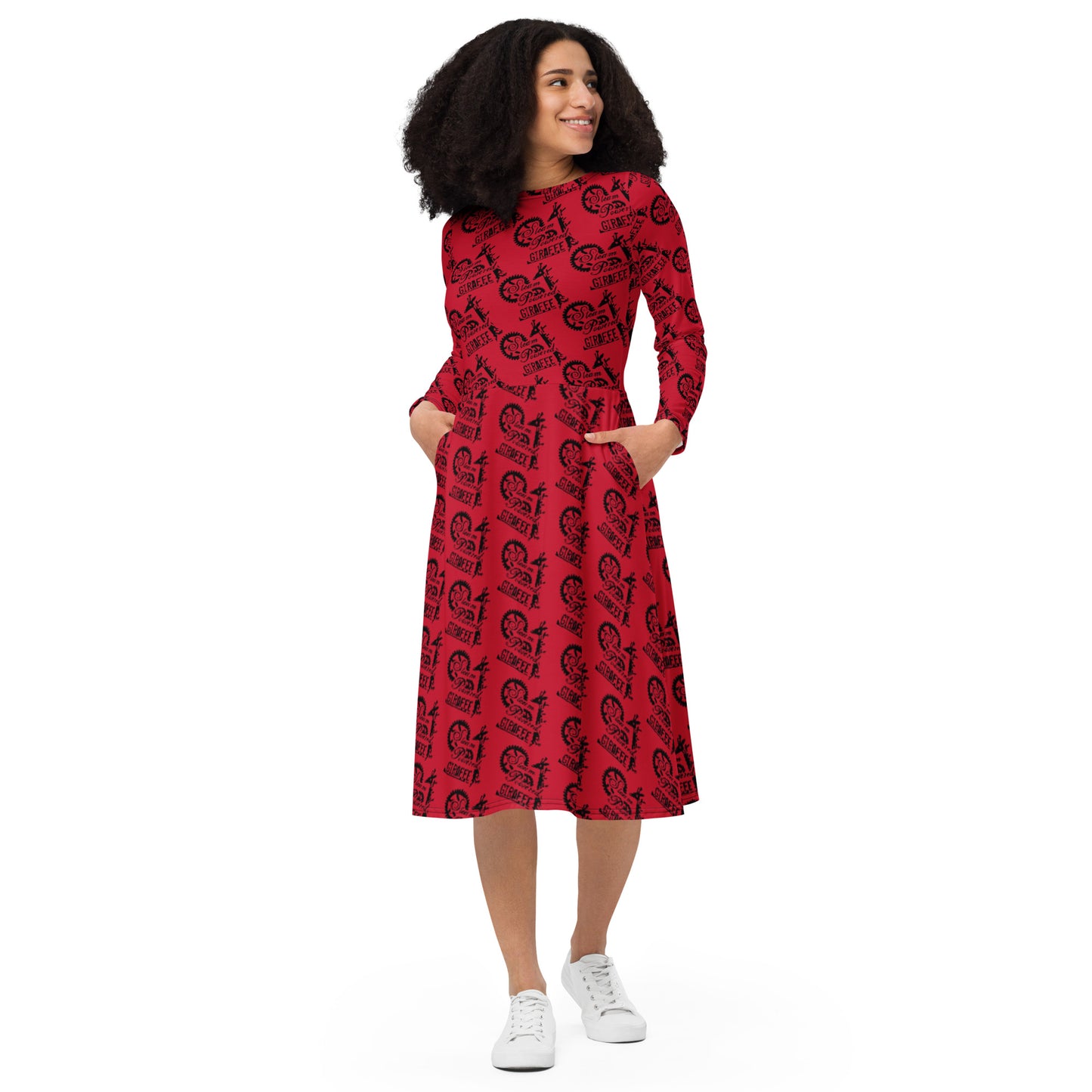 Red SPG Logo Long Sleeve Dress