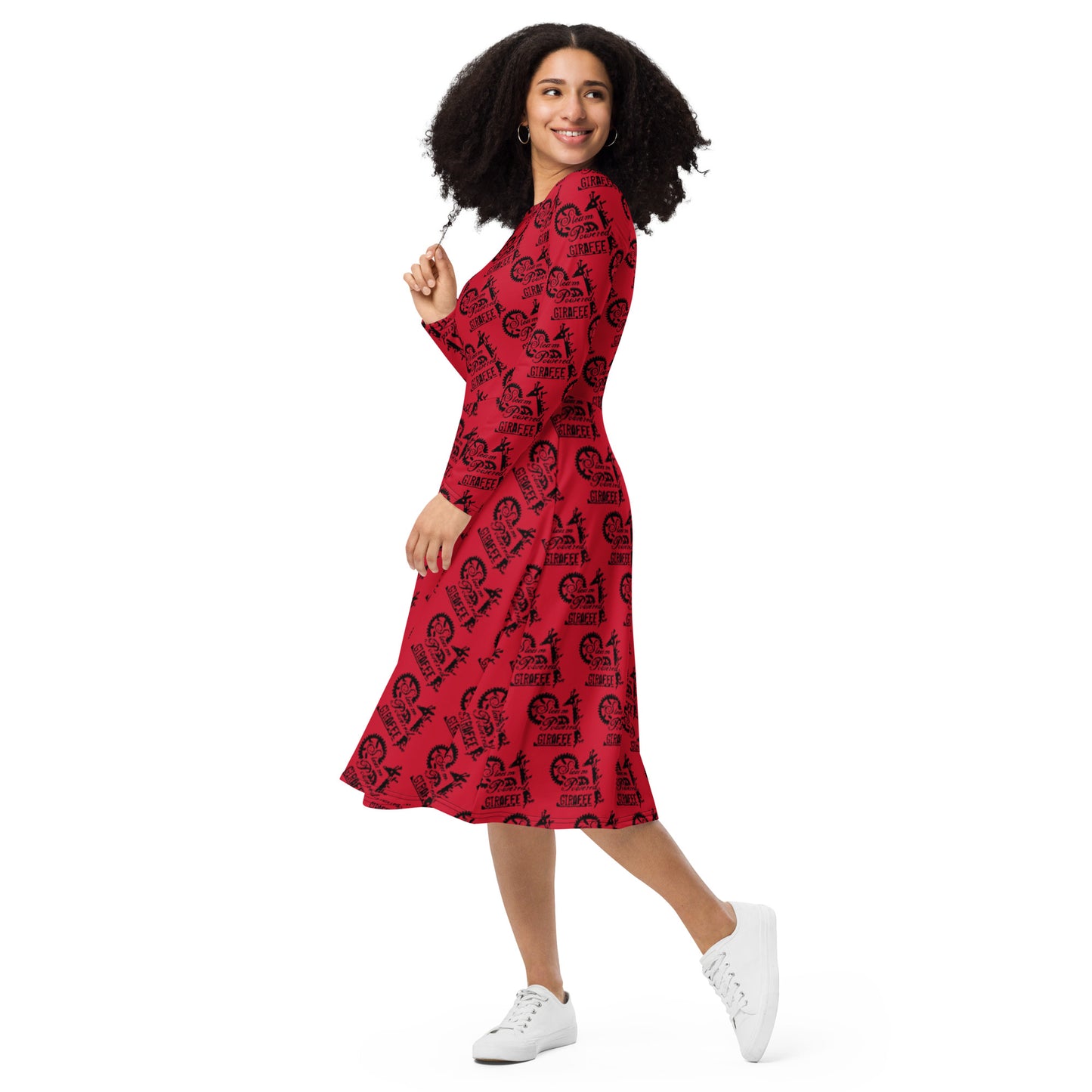 Red SPG Logo Long Sleeve Dress