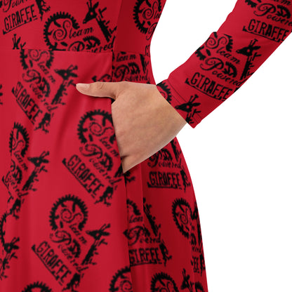 Red SPG Logo Long Sleeve Dress