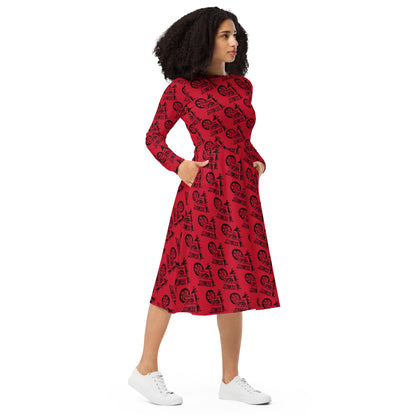 Red SPG Logo Long Sleeve Dress